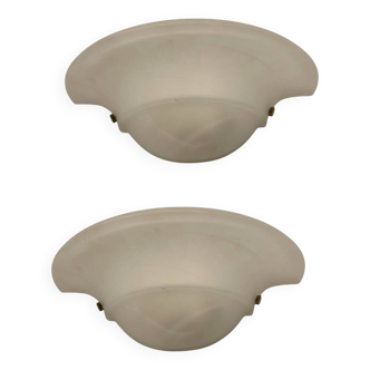 Lot de deux appliques murales en verre marbré blanc par Zonca, Italie, années 1980