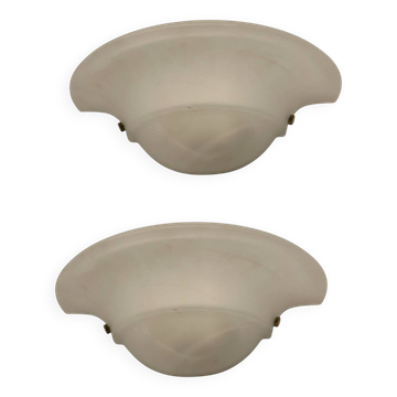 Set of 2 White Marbled Glass Wall Sconces by Zonca, Italy, 1980s