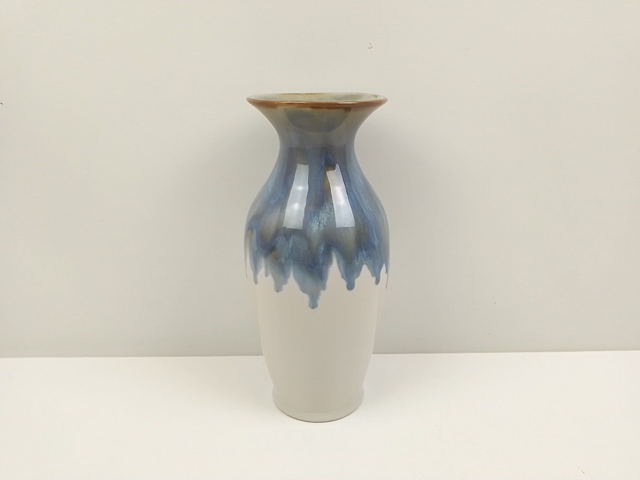 Vase écru et bleu turquoise 26 cm