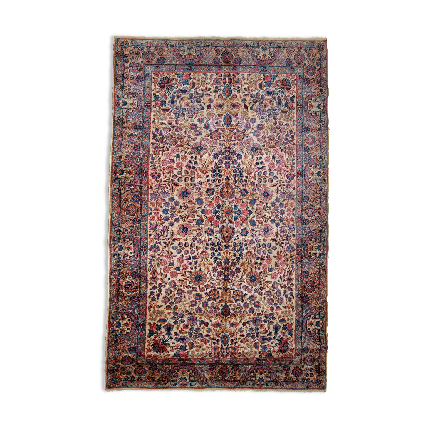 tapis ancien persan kerman fait main 128cm x 210cm 1920s, 1b781