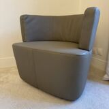 Fauteuil Joel Armchair Eoos Cuir Taupe WALTER KNOLL