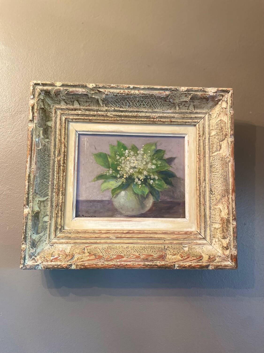 Charming old painting: Bouquet of lily of the valley