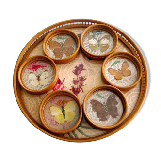 Butterfly tray and coasters