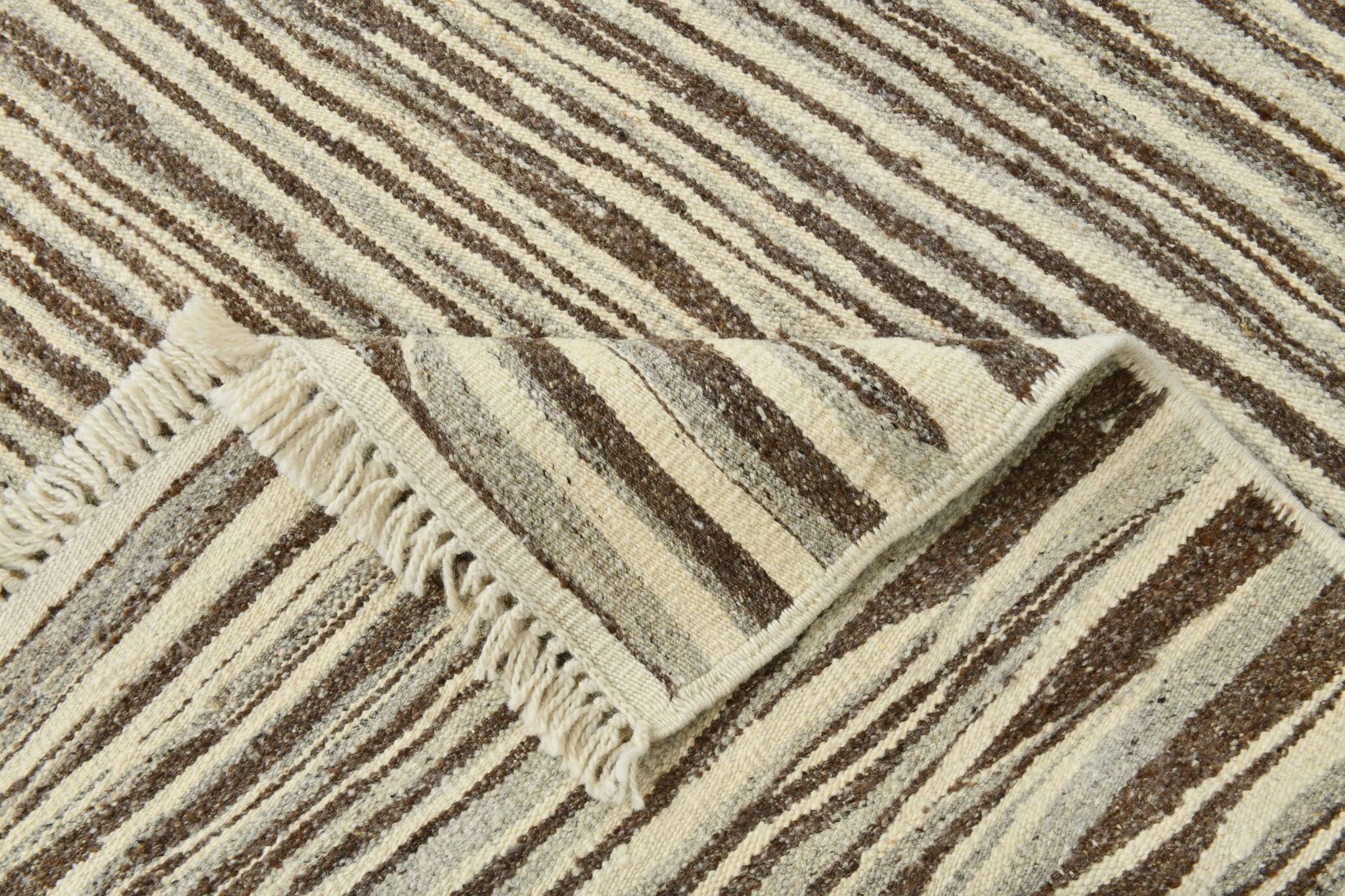 Beige Brown Ethnic Vintage Kilim Rug, 242x311Cm