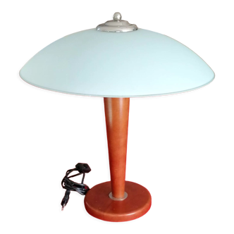 Mushroom lamp Lumess wood and frosted glass