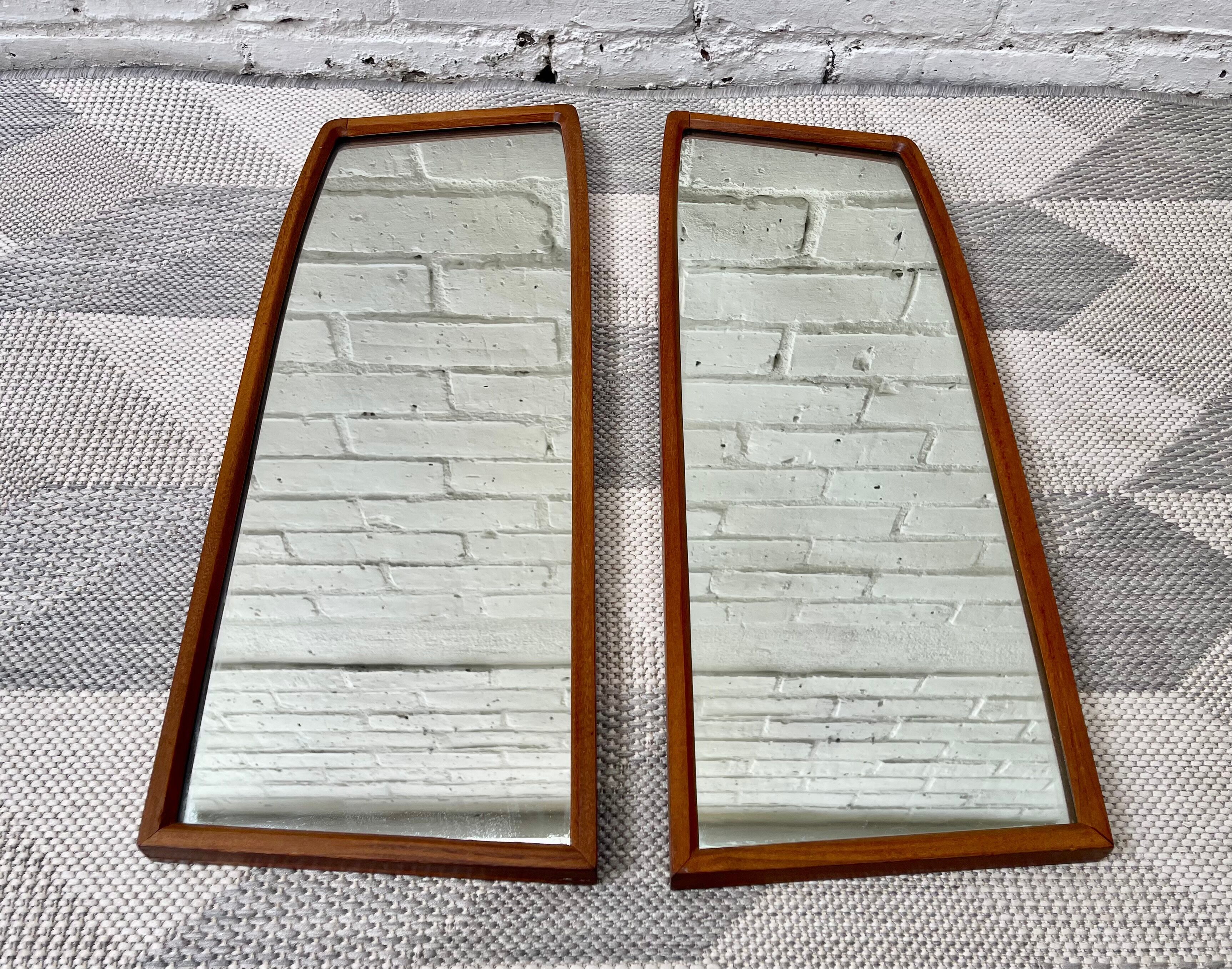 Pair of vintage teak wall mirrors - 58x21cm