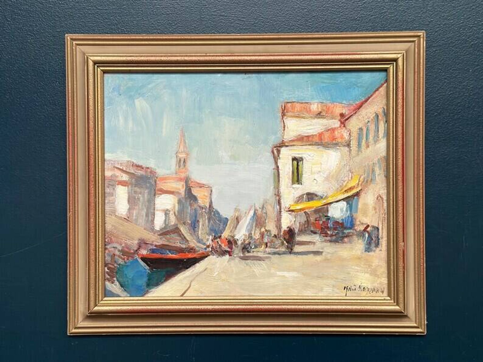 Swedish Oil on  panel - "Venice II" by Knut Norman - Vintage- 51 × 43 cm