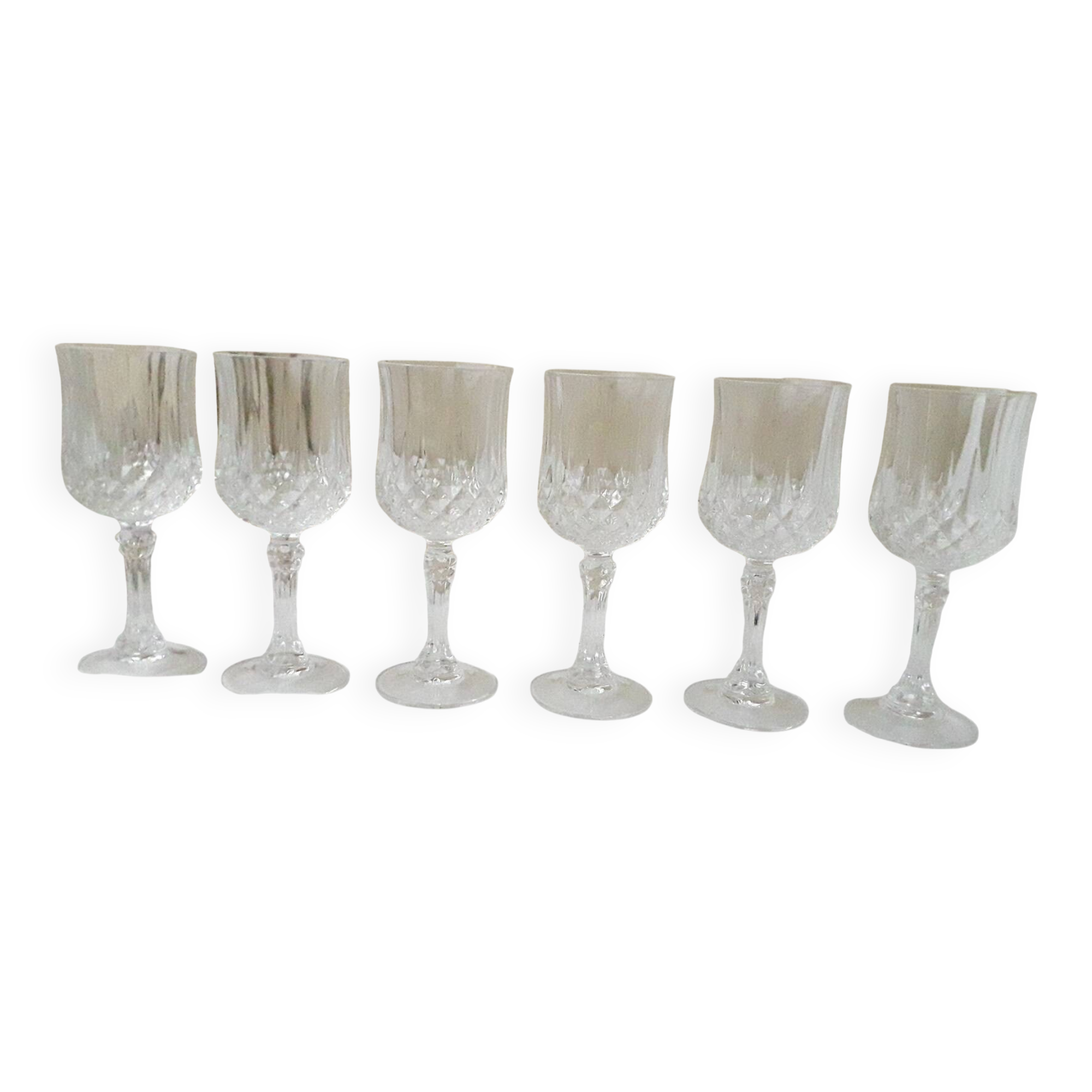 6 crystal stemmed glasses