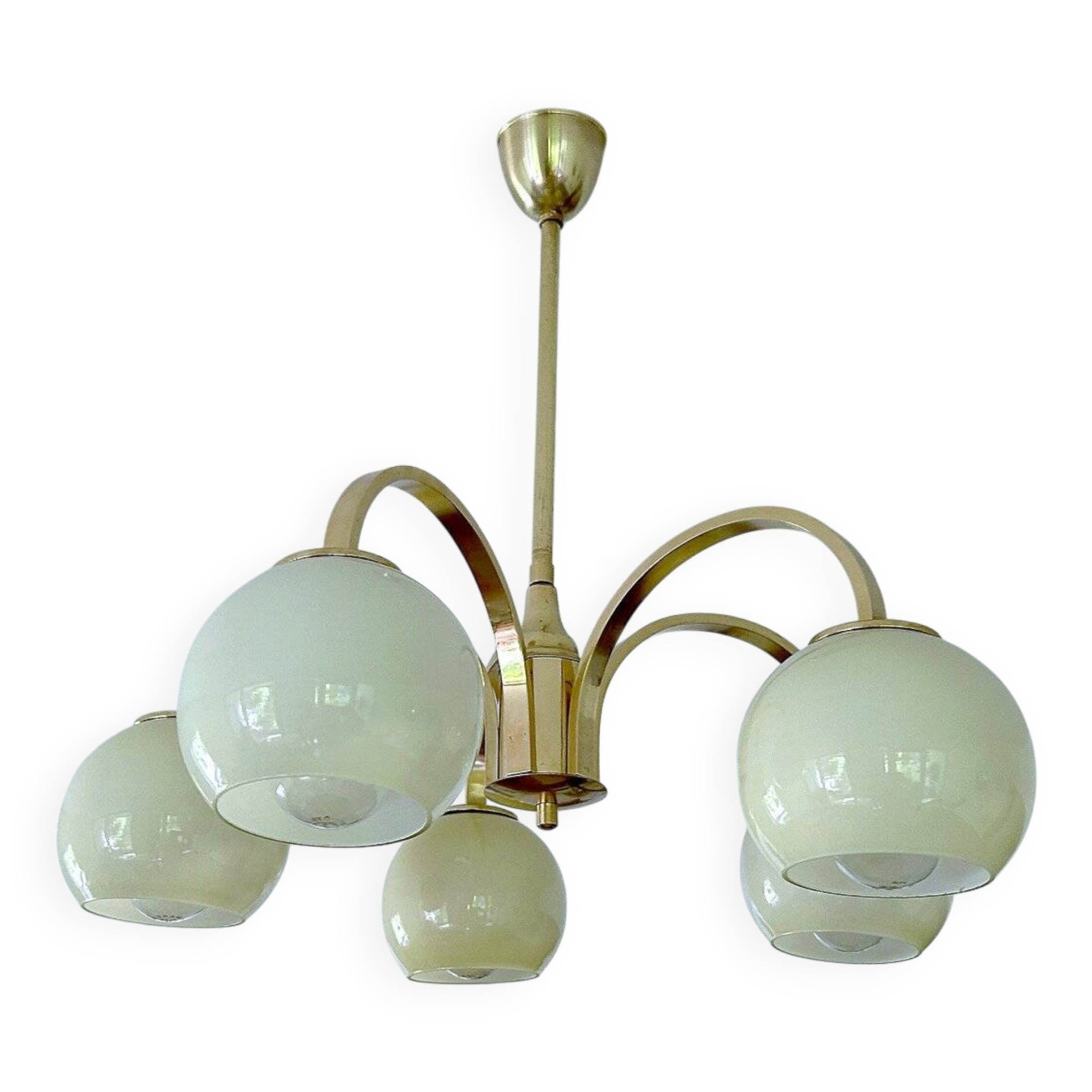 Mid Century Glass Pendant Light, 1950s