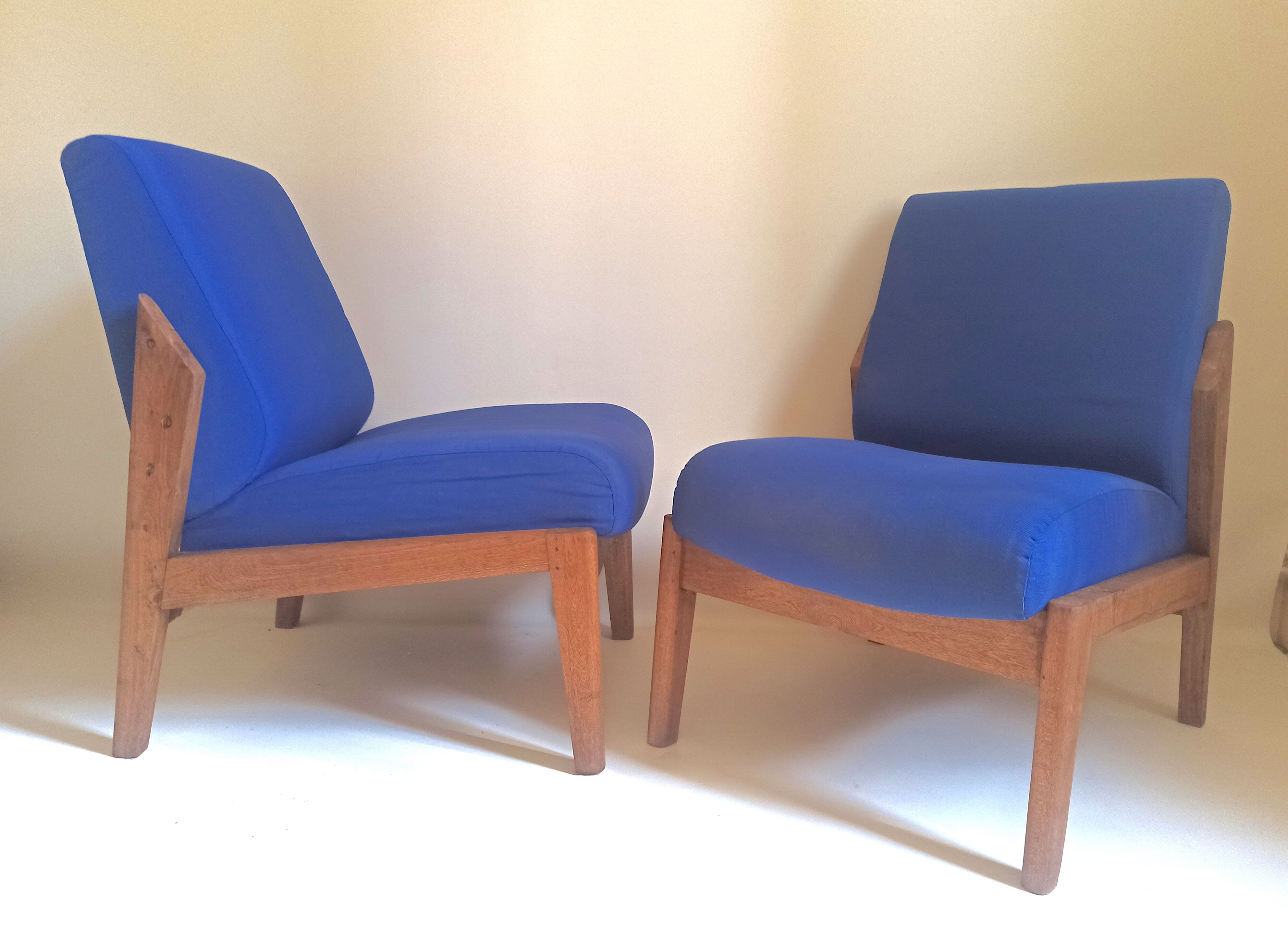 Pair of solid teak armchairs 50s