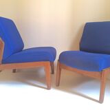 Pair of solid teak armchairs 50s
