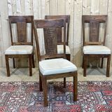Suite of 4 teak chairs, Indian manufacture of the 1980s