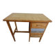 Bureau 3 tiroirs en bois et toile de lin –Totalement restauré
