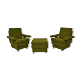 Ensemble de deux fauteuils avec tabouret