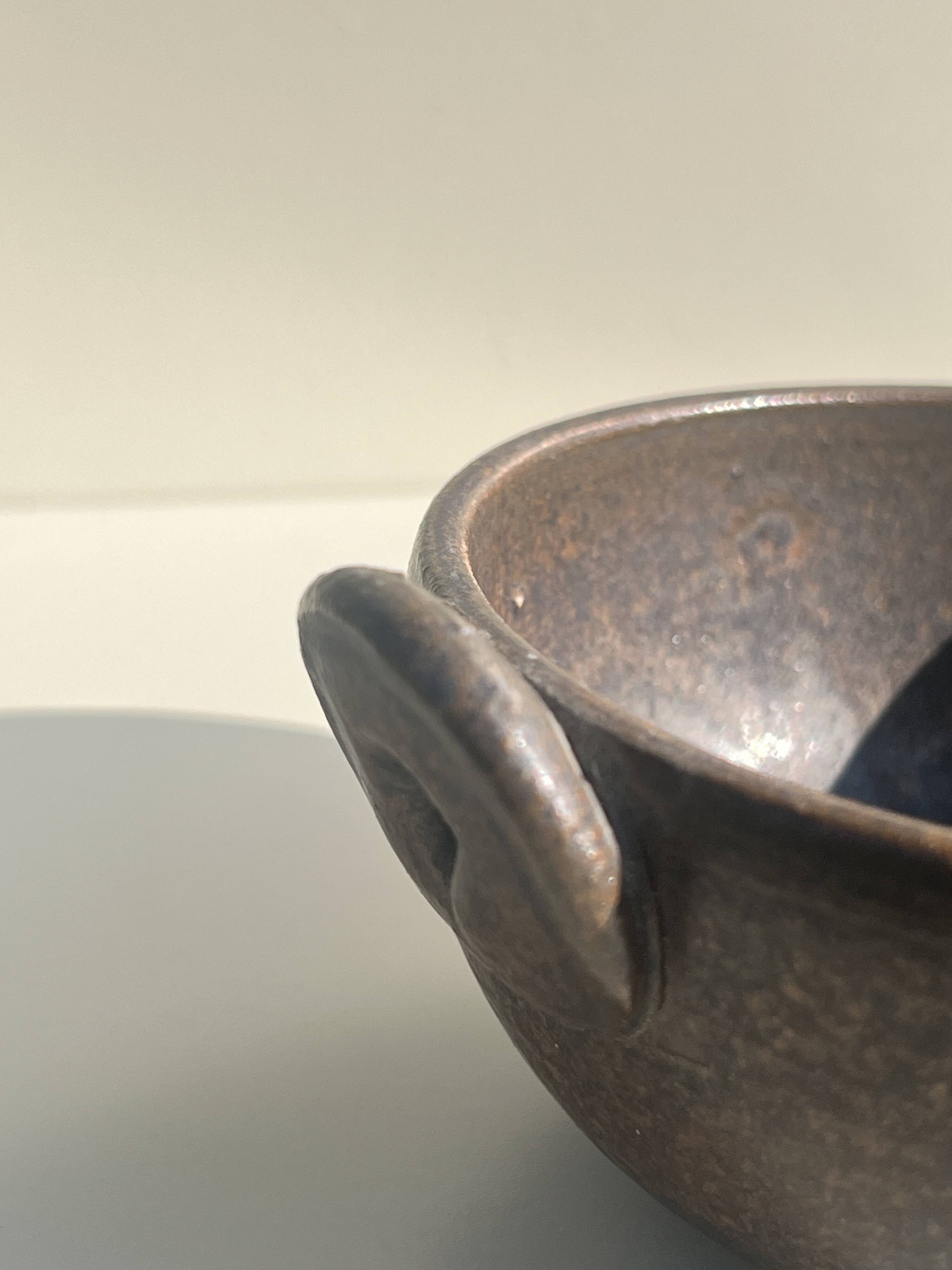Pair of 2 handmade stoneware bowls, 20th century
