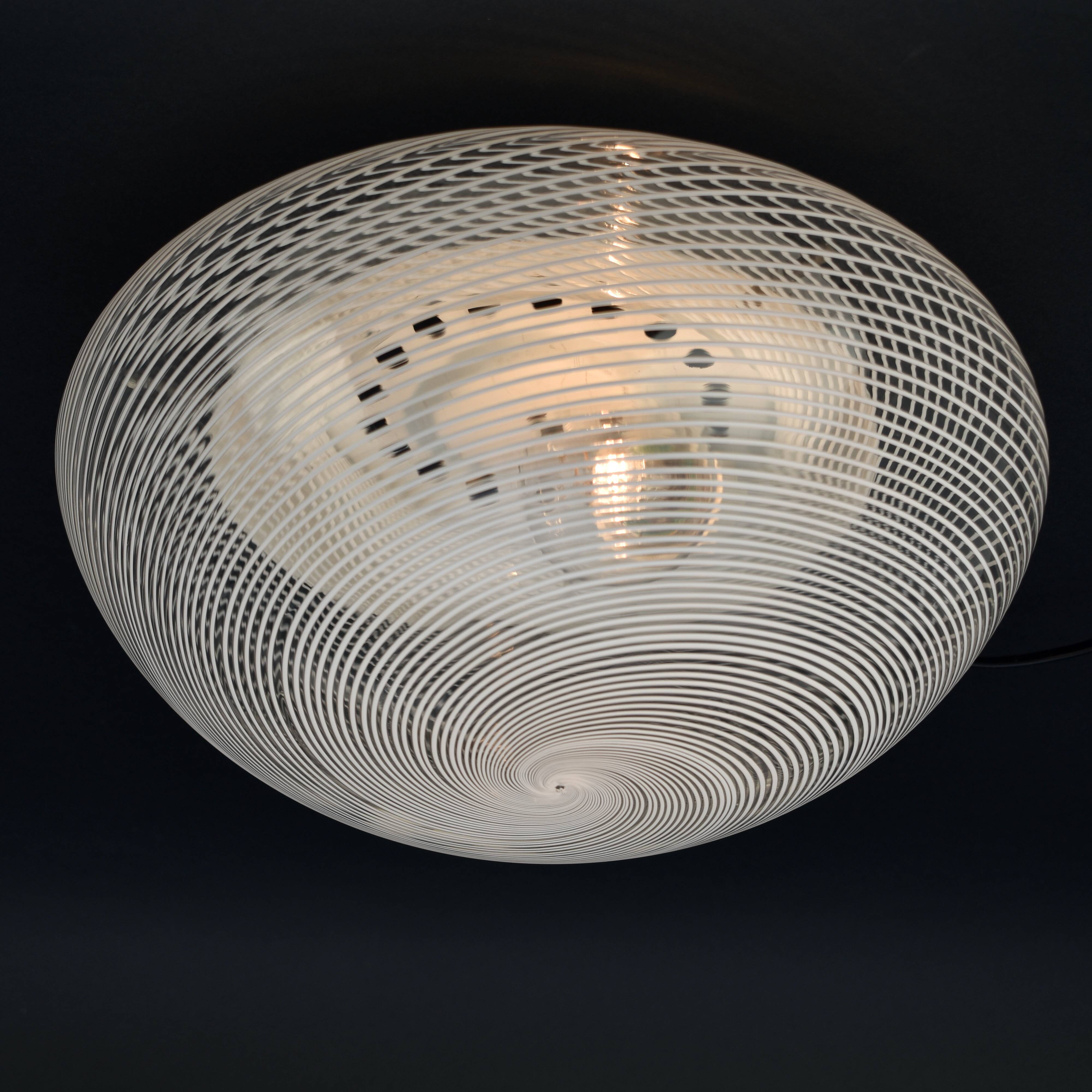 Vintage Venini Murano Glass Swirl Flush Mount