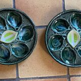 Set of 2 Saint Clément oyster plates in slip