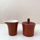 Tea service terracotta for 6 persons, vintage porcelain, 60's
