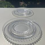 Head to head of crystal plates, Andlau model, signed Lalique