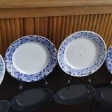 4 assiettes plates en faïence bleue et blanche de K&G Lunéville, modèle Blida