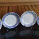 4 white earthenware dinner plates by k&g Lunéville blue blida model
