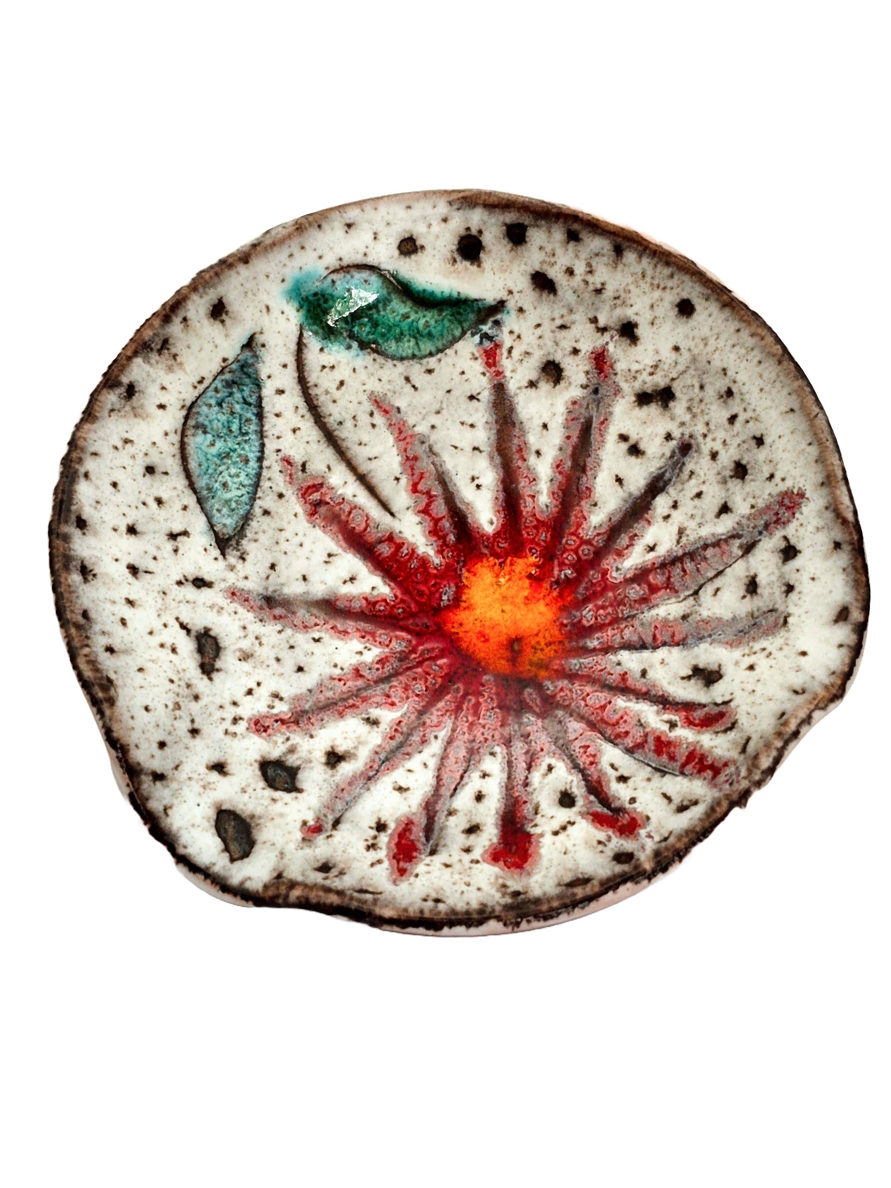 Vintage ceramic catchall dish from Vallauris, 1960s, floral.