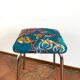 Vintage stool - Upcycling - tapestry - Romy green