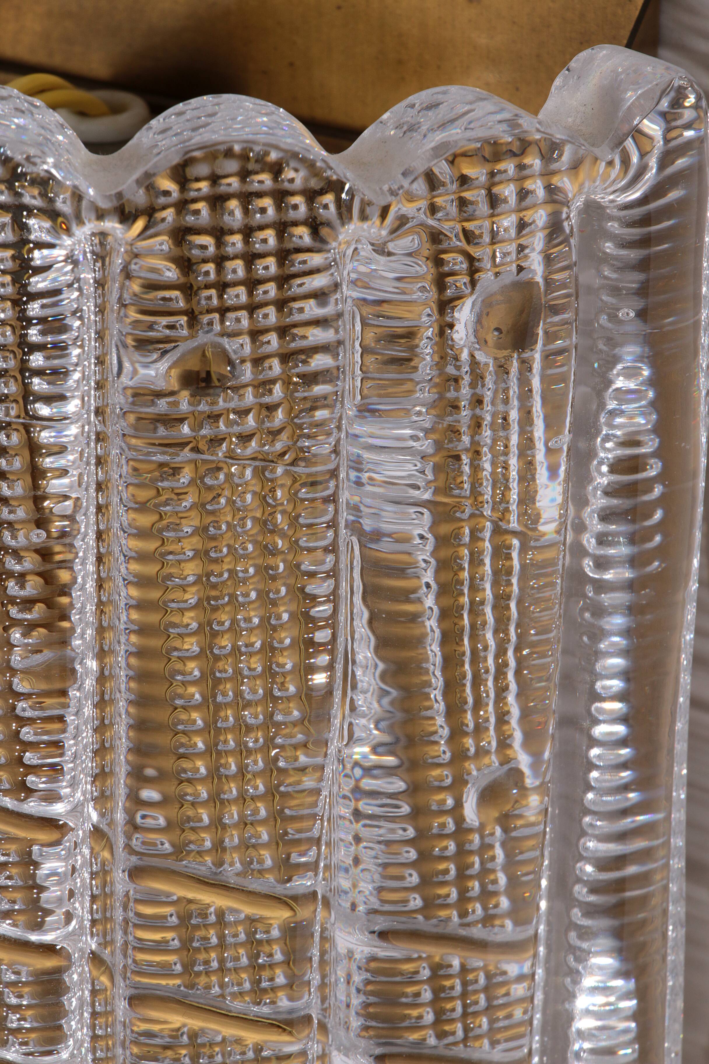 Orrefors Design XXL Wall lamps by Carl Fagerlund glass and brass, 1960s