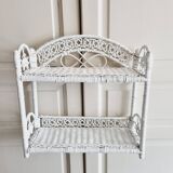 White rattan peacock shelf