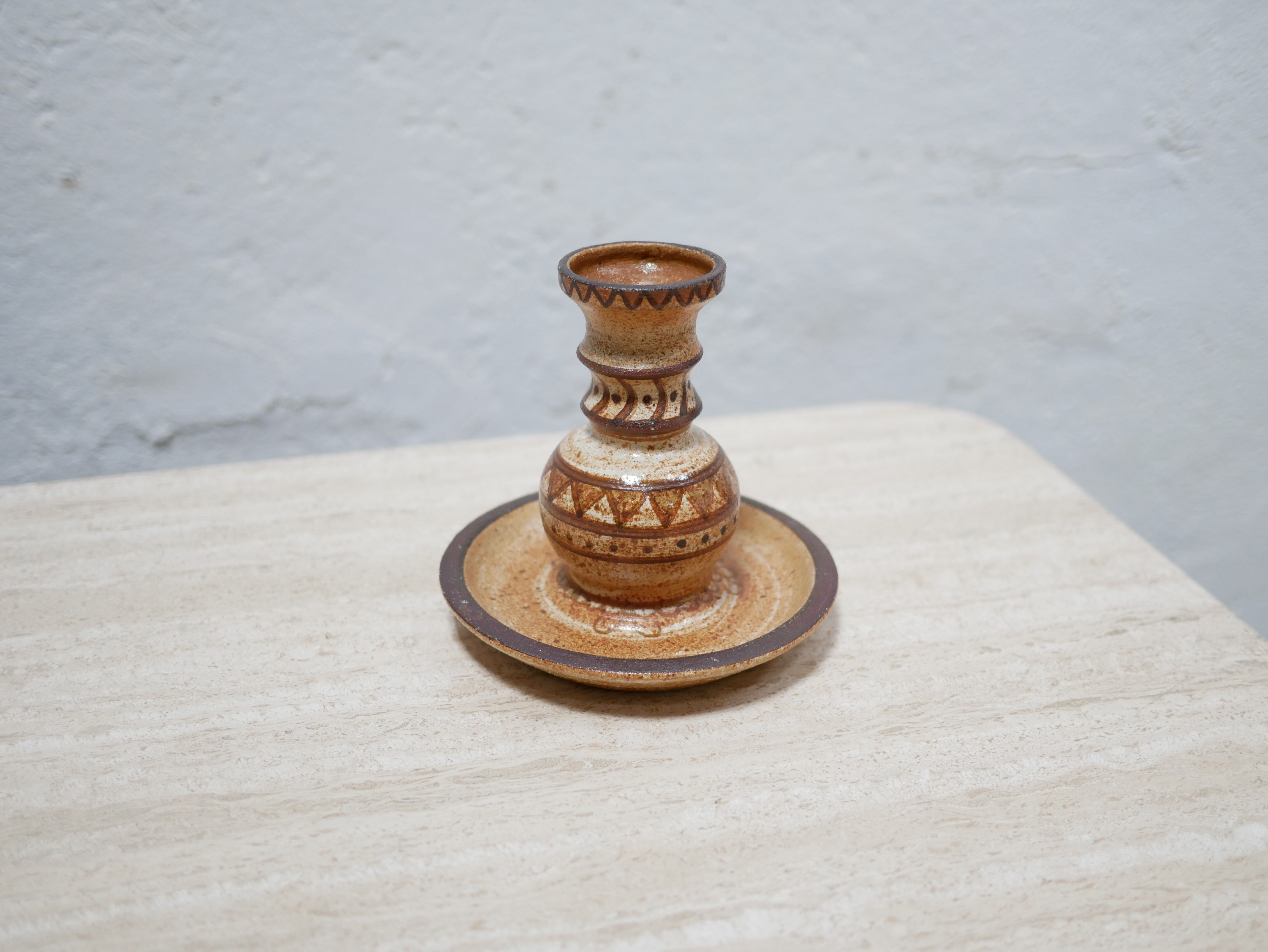 Vintage stoneware candle holder