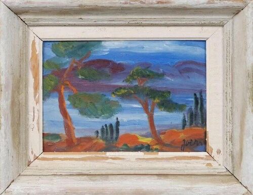 Original Danish Oil on Panel “Forest Motif” by Ivan Joern, Vintage 35×45cm