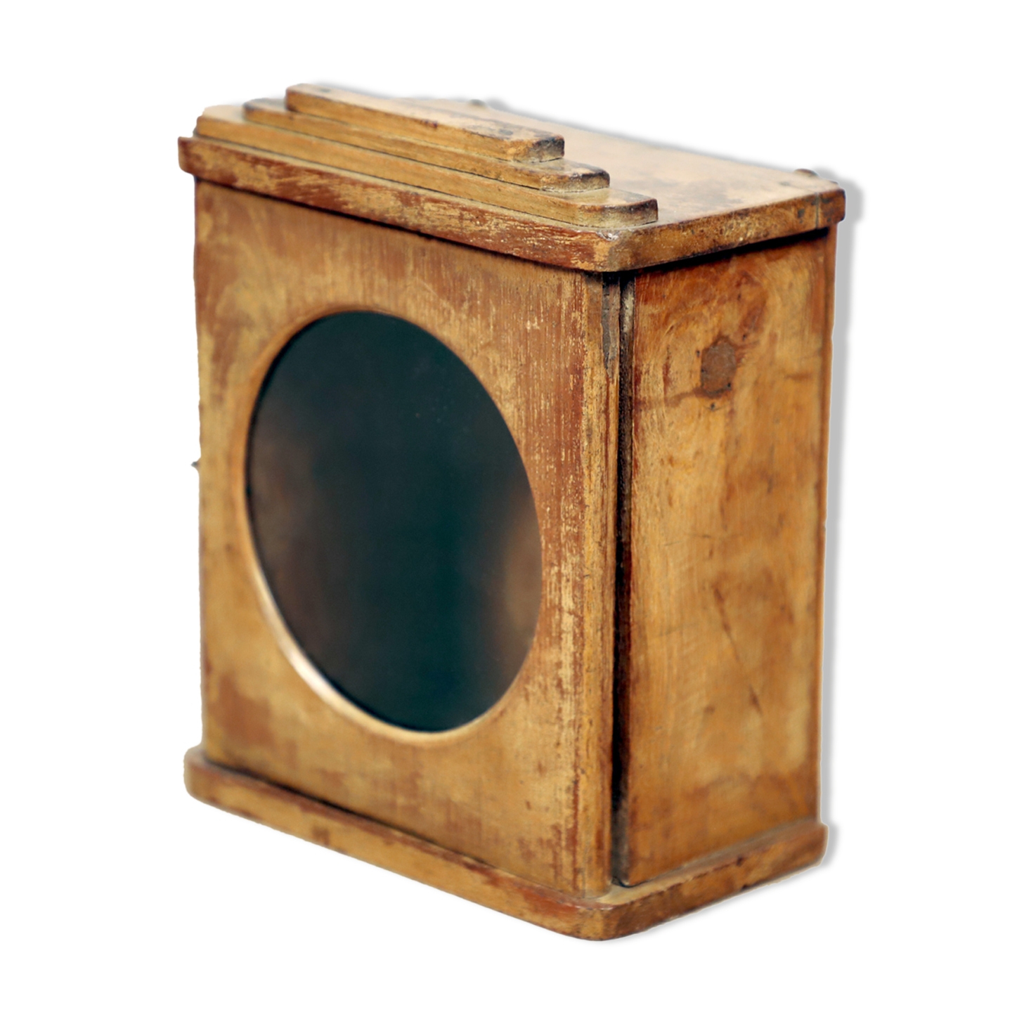 Wall display case - old burmese teak clock box