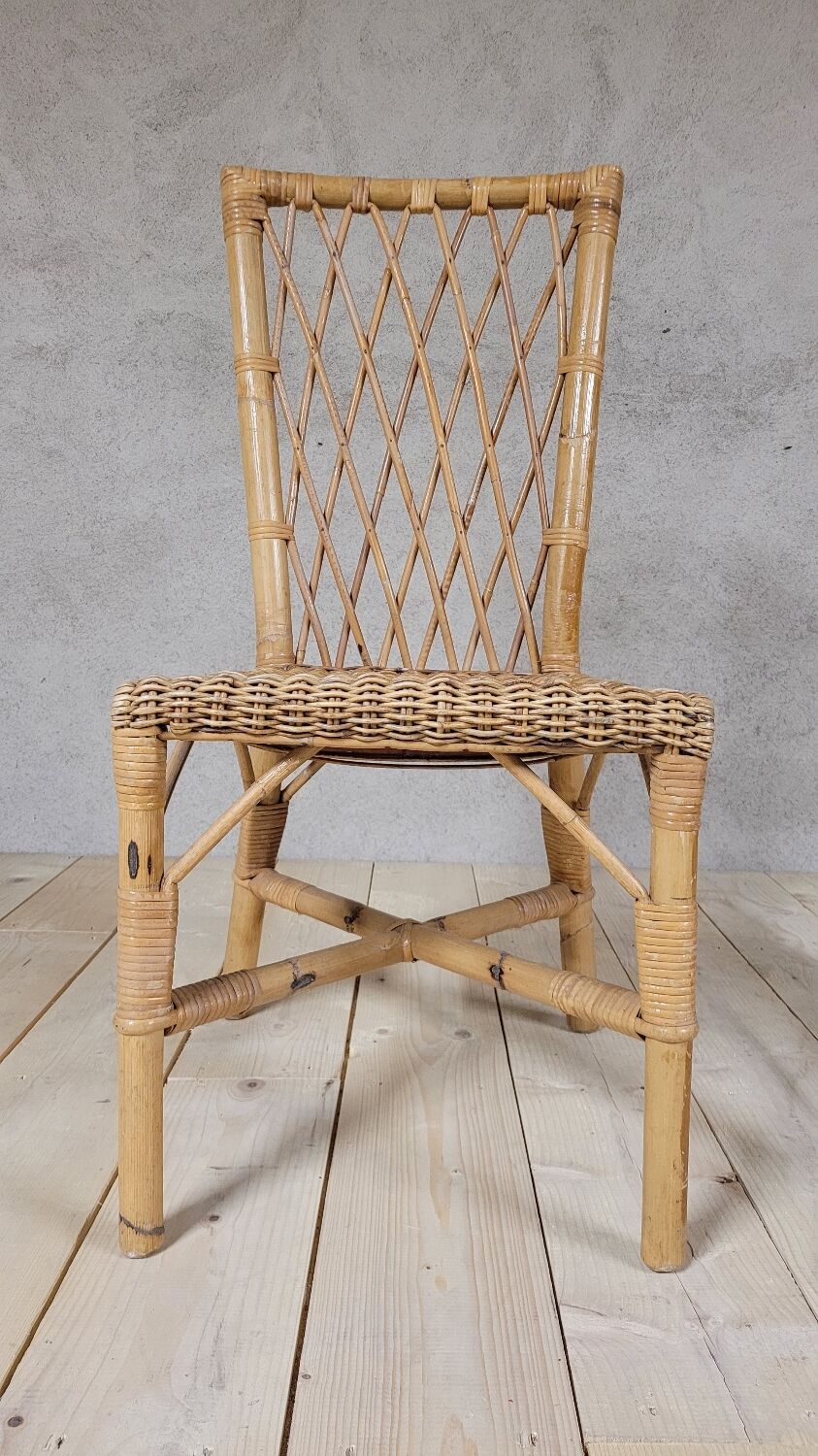 Vintage rattan office chair - 1950s