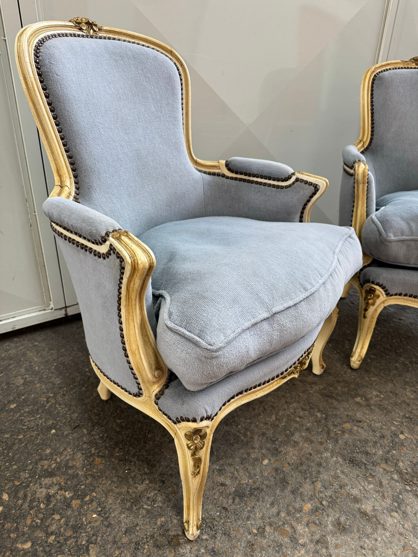 Pair of cabriolet armchairs in Louis XV style