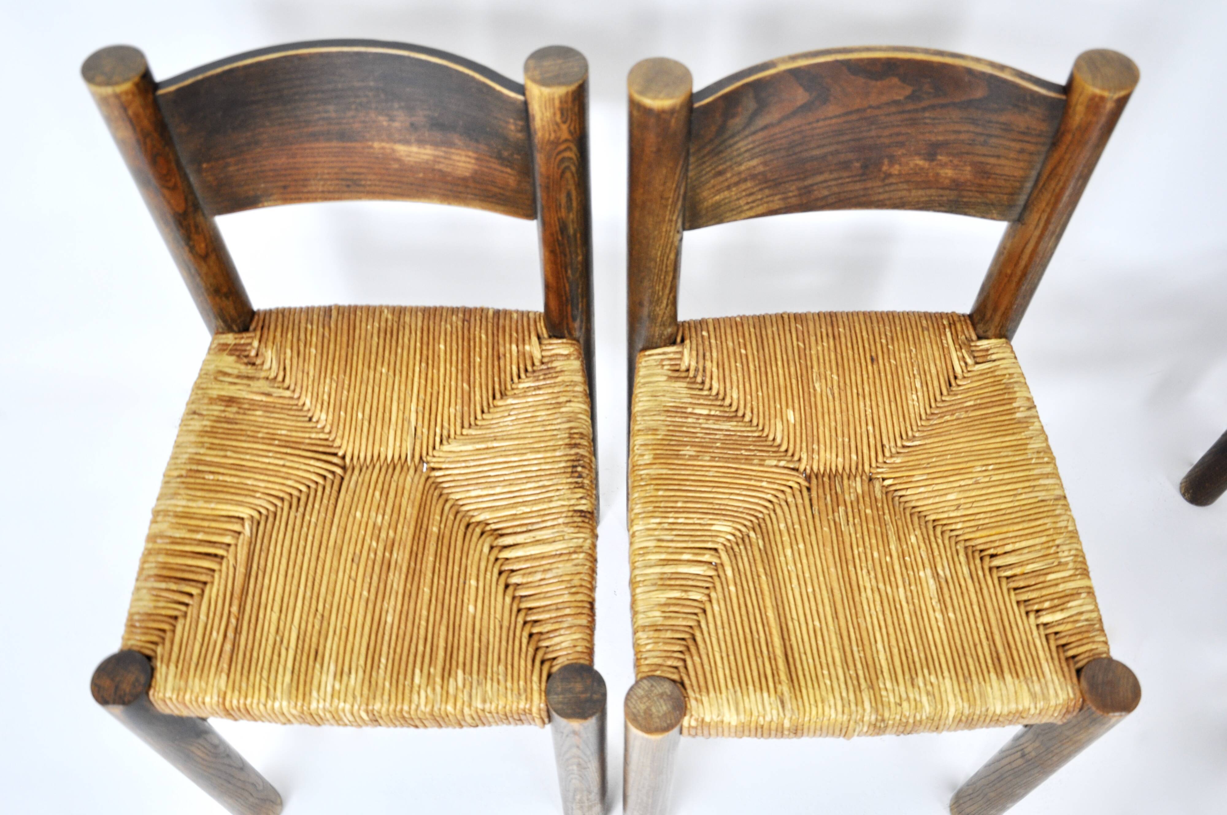 Set of 4 Meribel Chairs by Charlotte Perriand for Steph Simon, 1950s