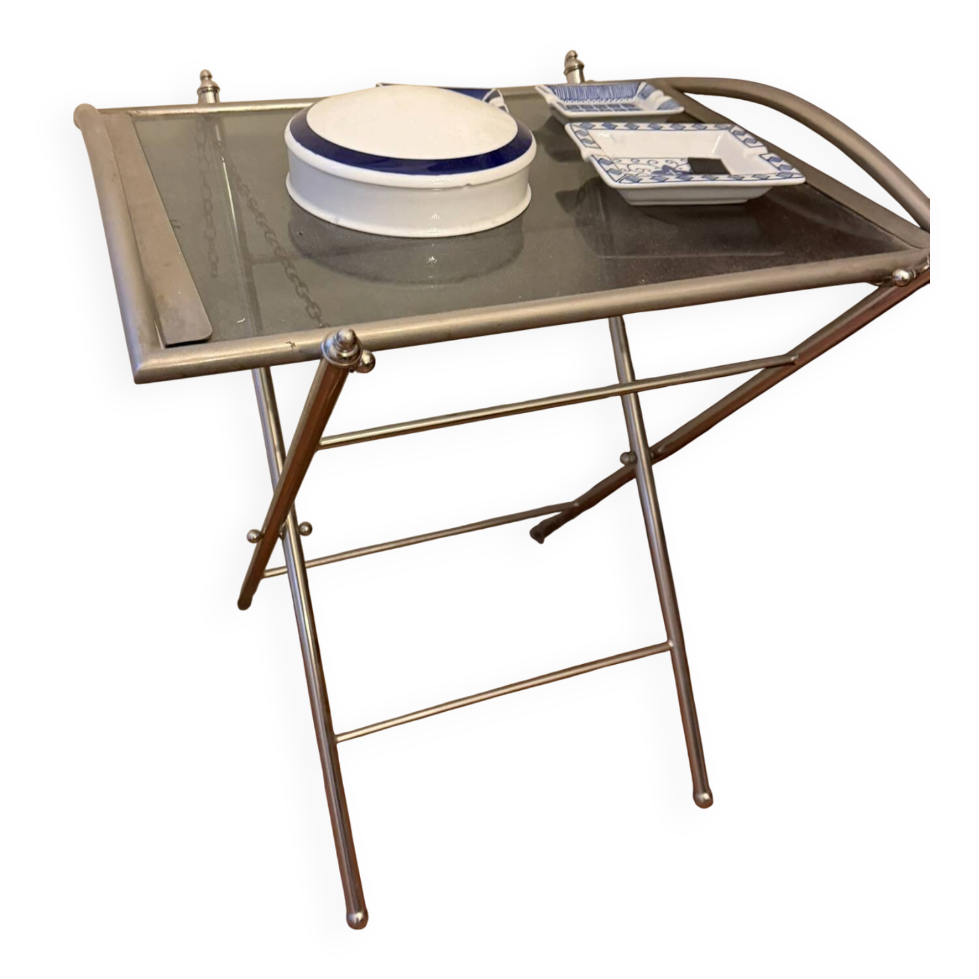 Nickel-plated metal dessert trolley