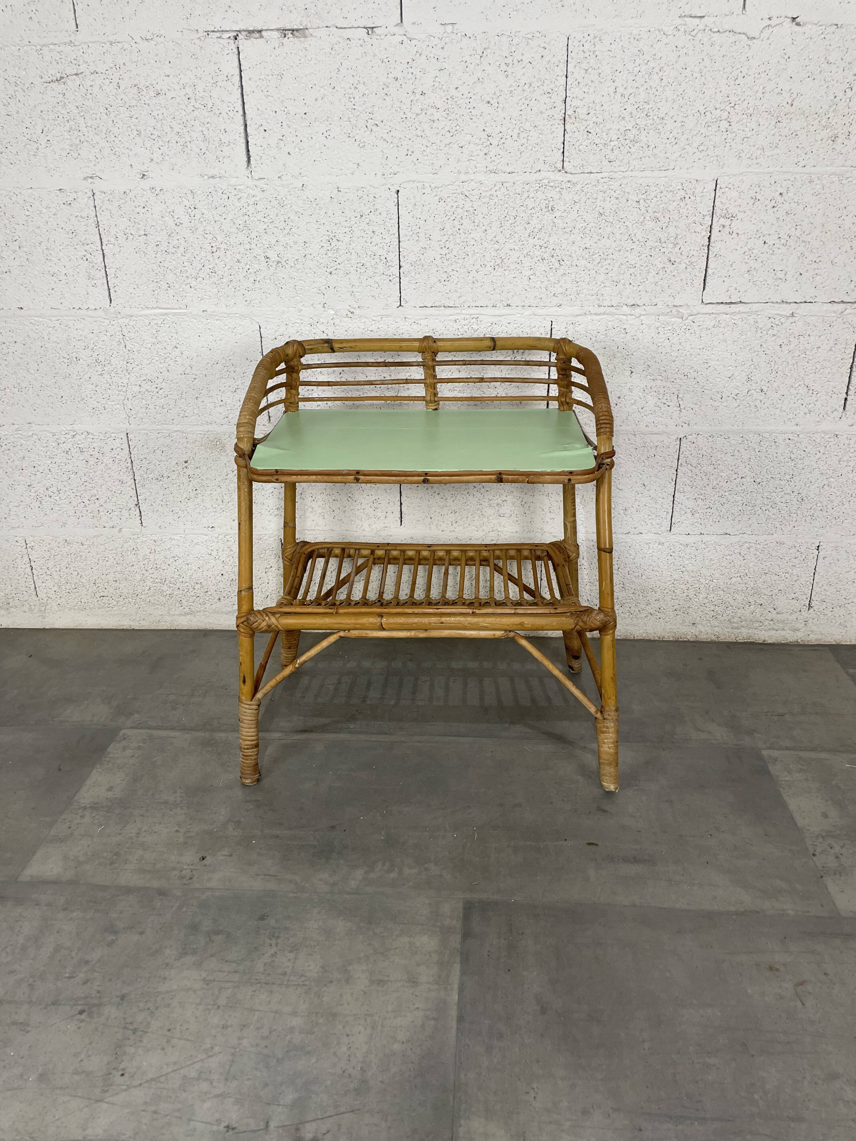 Vintage rattan bedside table