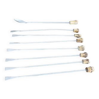 Set of 8 cocktail mixers with bamboo handles from the 60s