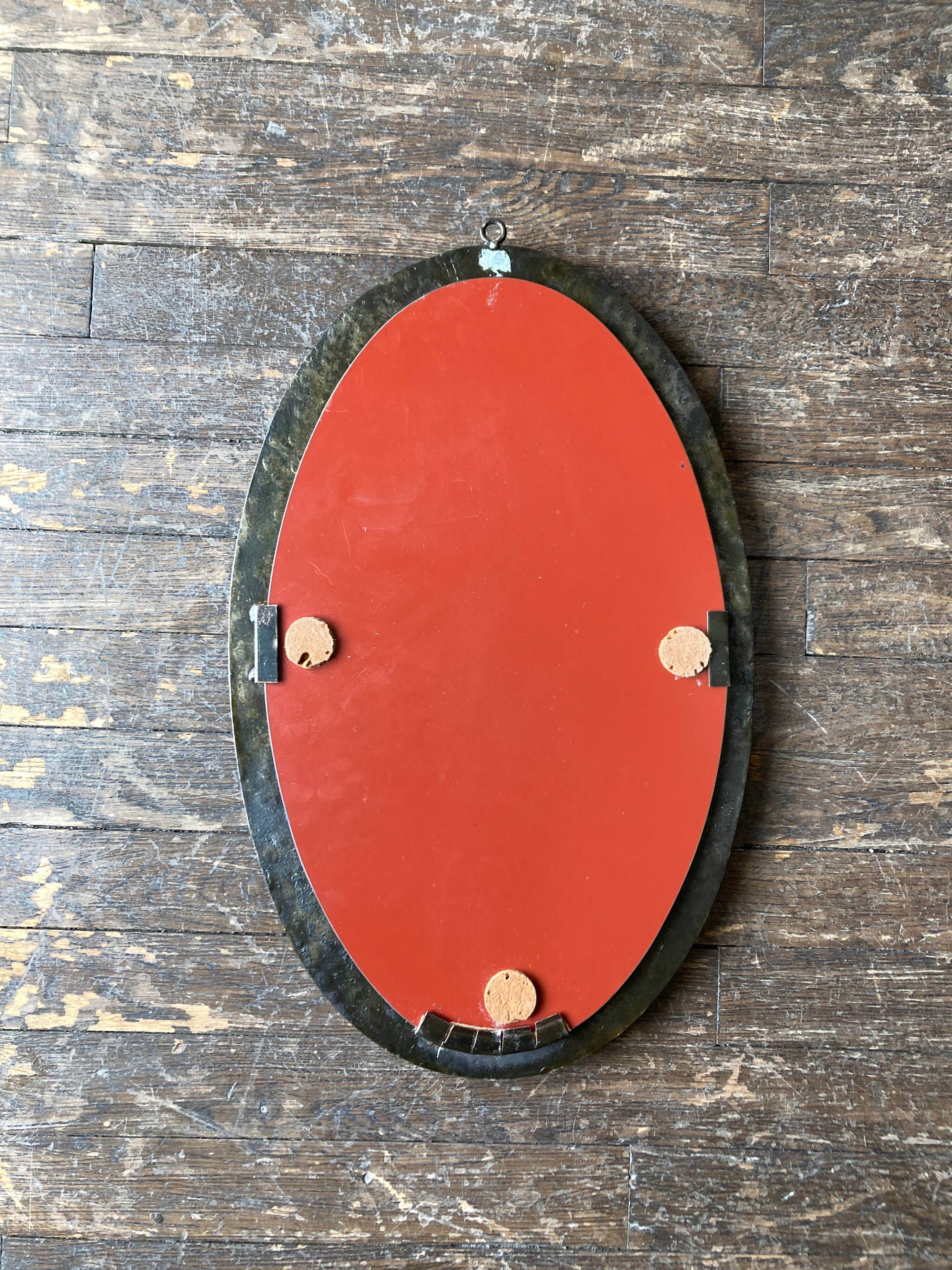 Mirror brutalist chain in beaten iron 1960 H55cm