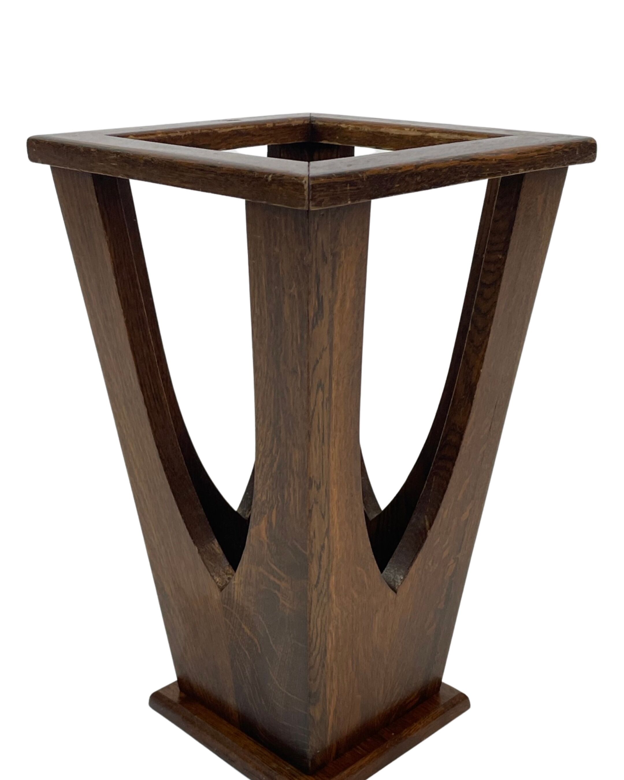 Brutalist design umbrella stand holder 60's wood