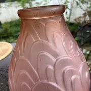 Art Deco vase, frosted moulded glass from the 1930s.