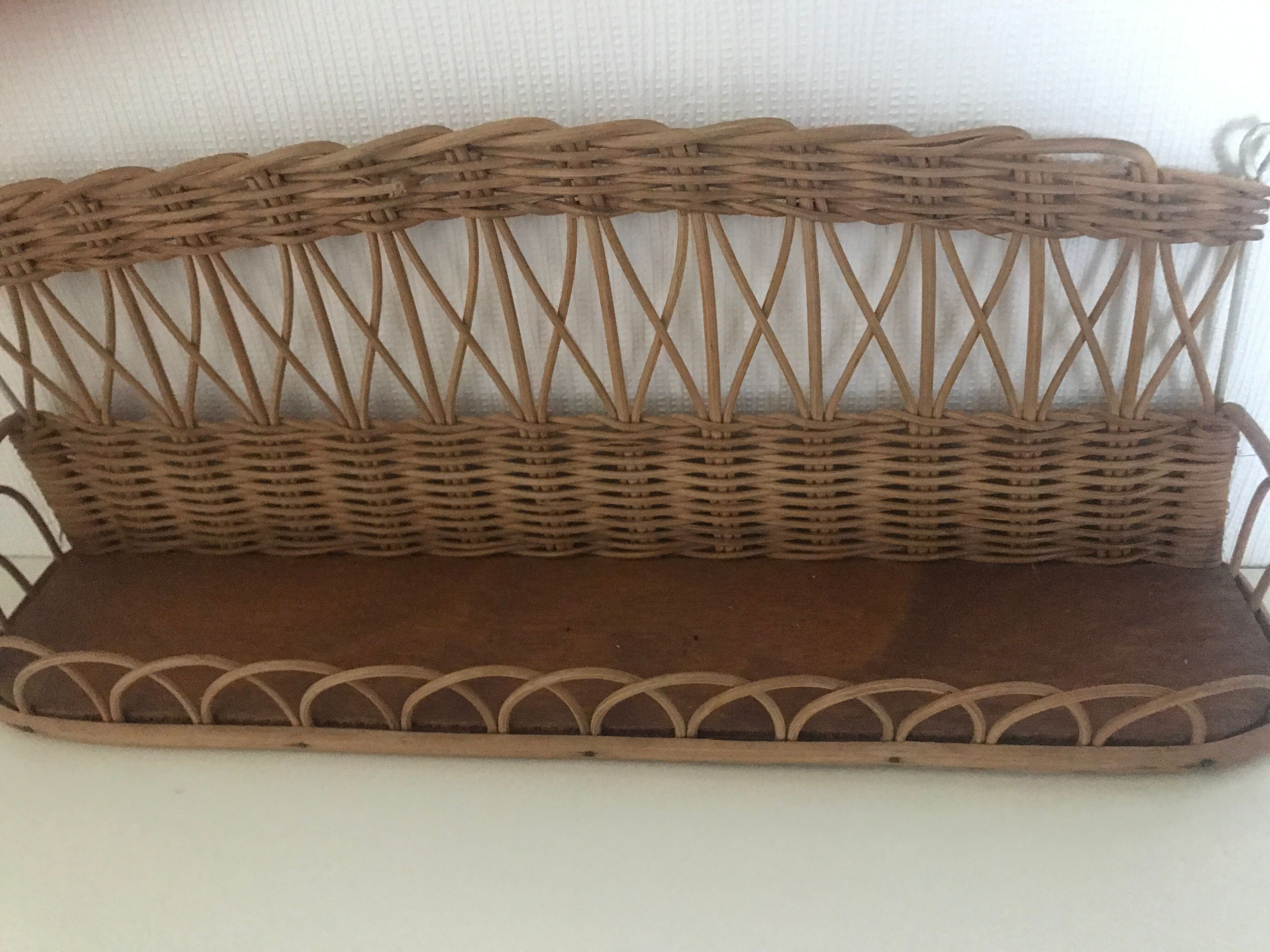 Mini Wicker shelf and wood