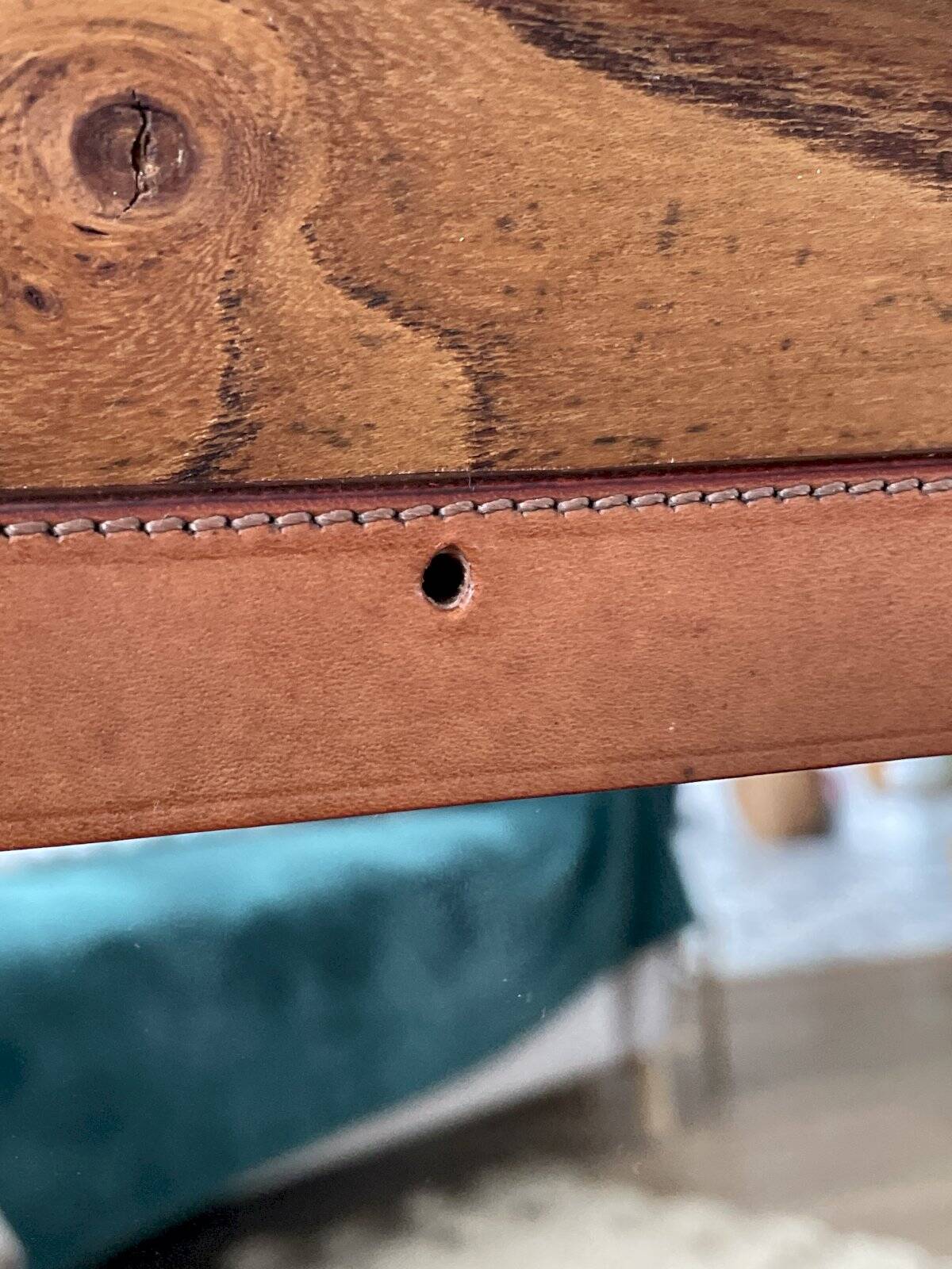 Brown embossed leather mirror