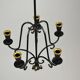Chandelier en métal peint en noir avec des détails en cuivre – Gunnar Ander pour Ystad-Metall, Suède, années 1950
