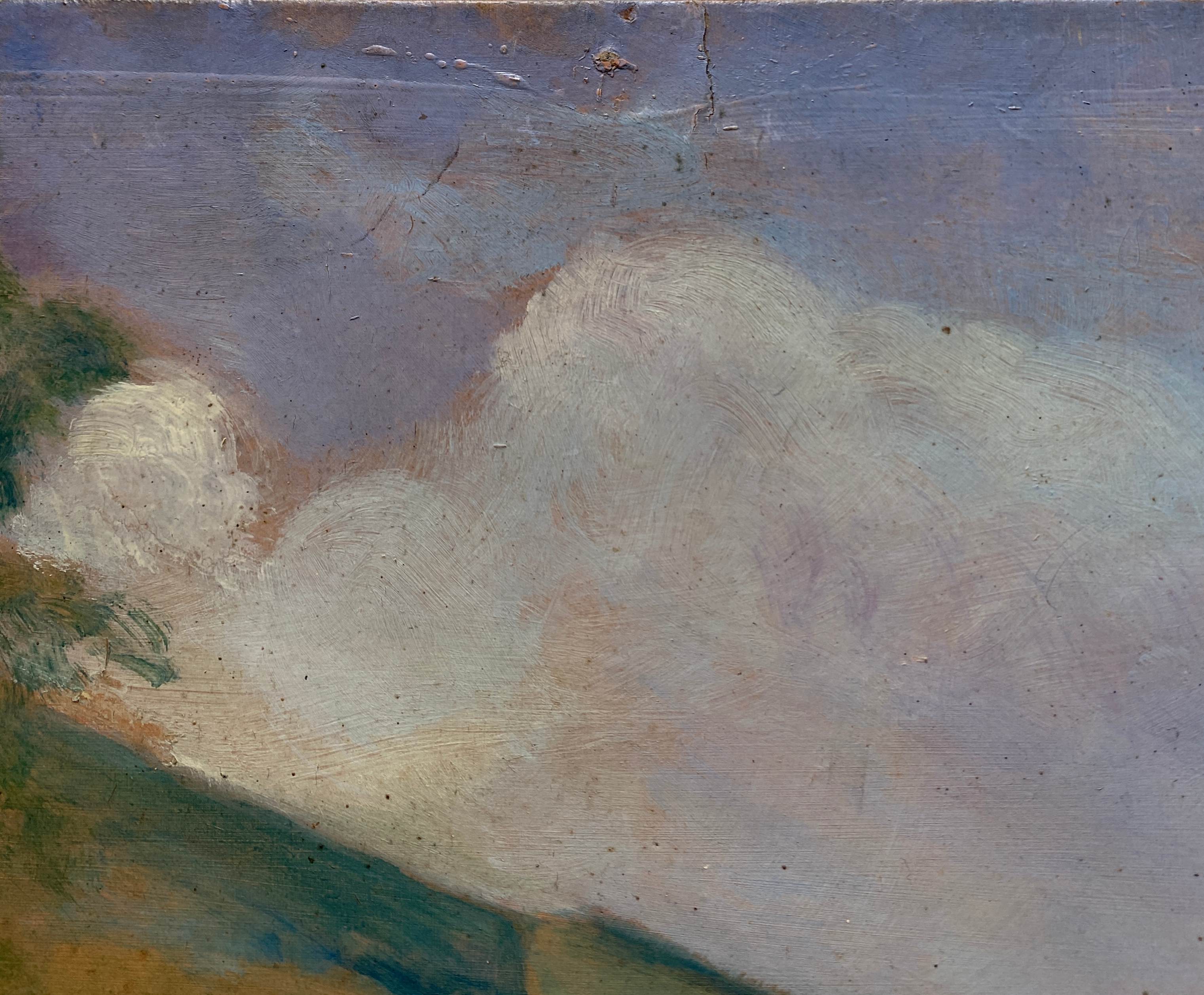 HSP painting "The village of Agey" (Côte d'Or) by Auguste Mallard (1895-1965)