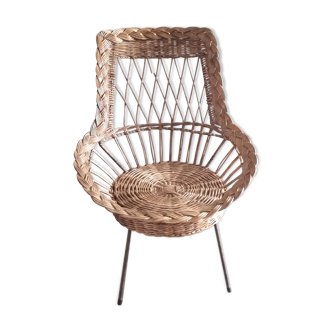 Fauteuil osier 1950/60