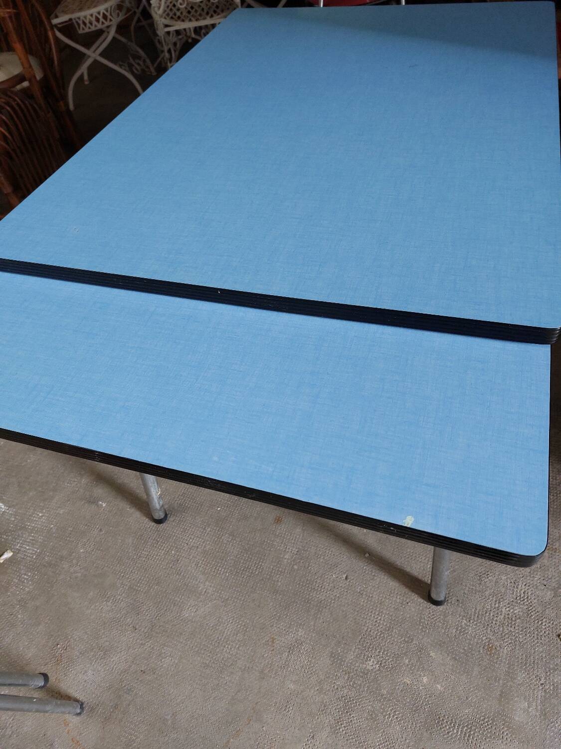 Blue formica table