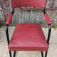 Design armchair, metal and red skai, vintage, 50s