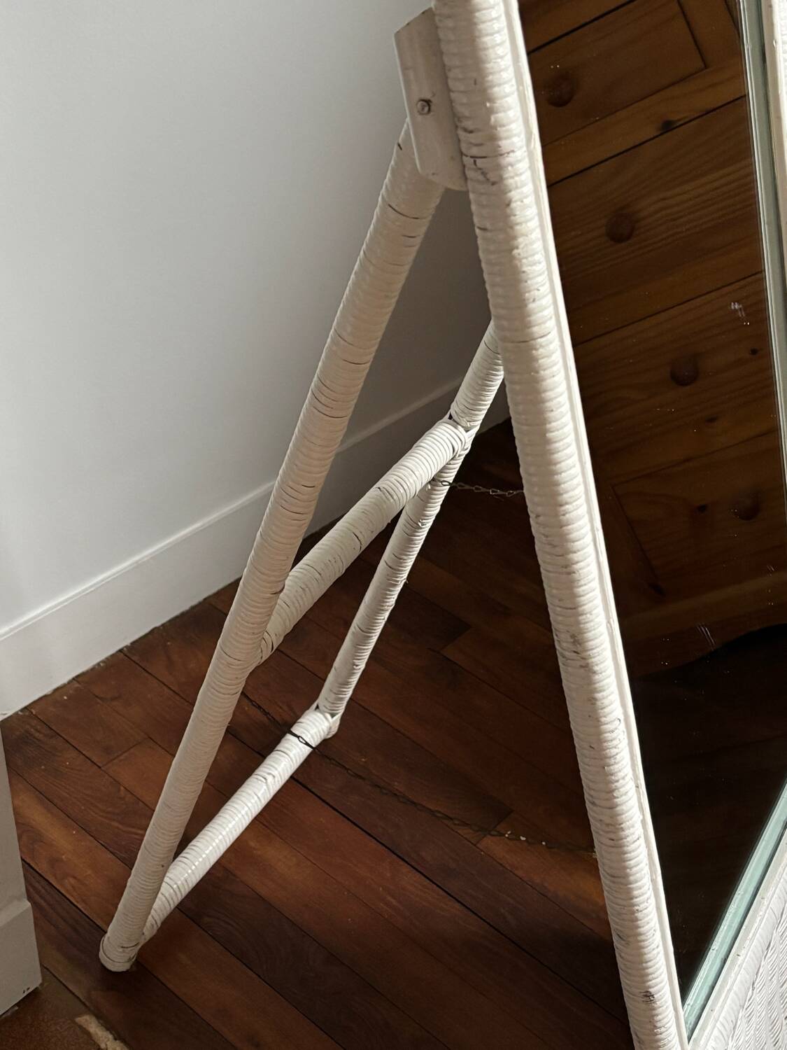 Rattan full-length mirror