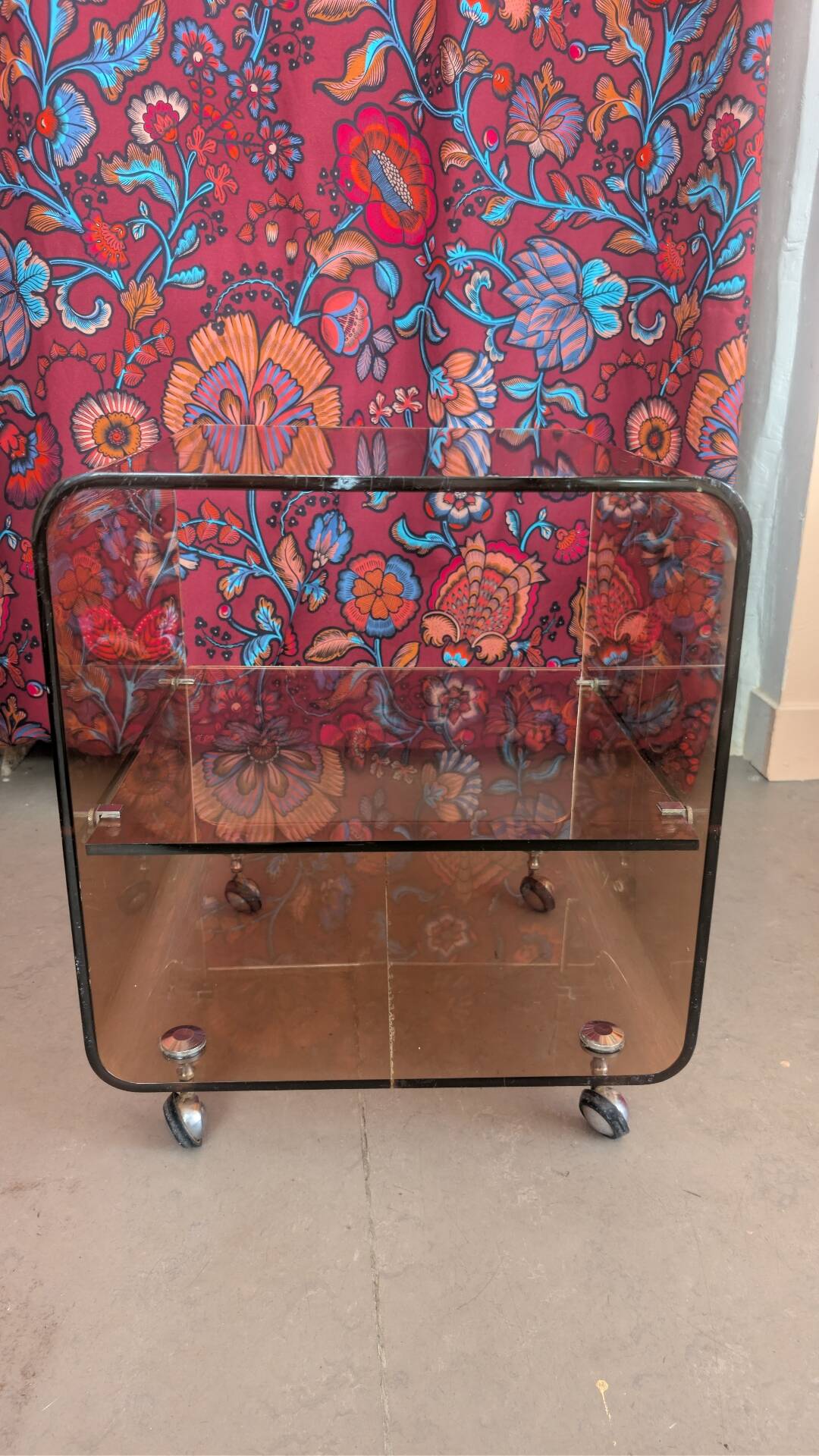 Smoked plexiglass side table